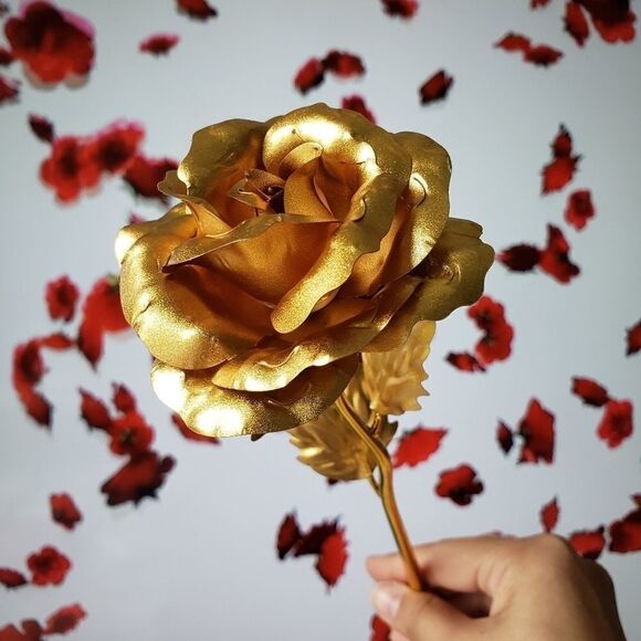 24K Gold Plated Rose Foil Flower Gift Valentine's Birthday Lover NWT - Picture 11 of 11